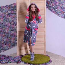 Женский махровый халат c сапожками " Heart" р.42-50