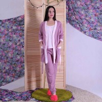 Теплая тройка халат с пижамой "Пудра" р.42-54