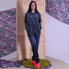 Женская махровая пижама "Воротник - горох" р.48-56