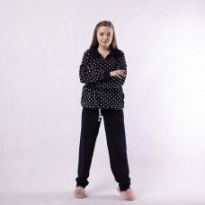 Жіноча велюрова піжама 2й-ка "Комір - горох" р.48-56