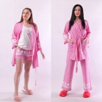 Женский домашний комплект 4-ка "Pinck flowers" 42-50р.