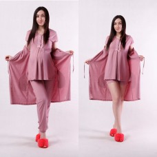 Женский комплект для сна 4ка подходит для беременных и кормящих мам "Кружево-бабочка темно-розовый" 42-54р, Женский комплект для сна 4ка подходит для беременных и кормящих мам "Кружево-бабочка темно-розовый" 42-54р,