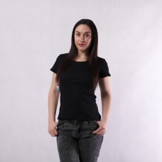 Женская летняя футболка рубчик  "Estet" 42-54р. (42 ,чорний