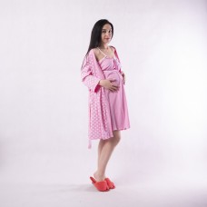 Комплект нічна з халатом "Pinck-горошок" р.54