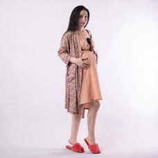 Комплект нічна з халатом "Вензіль Оранж" 42р. (нічна сірого кольору)