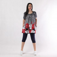 Женская трикотажная туника "Дачник-Пион в горох" р.52-64