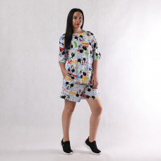 Летний костюм оверсайз футболка с шортами " Микки Маус-уличный стиль "44-50