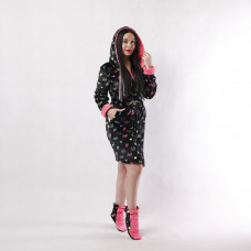 Женский махровый халат с двойным капюшоном + сапожки  " Пинк" р.42-50