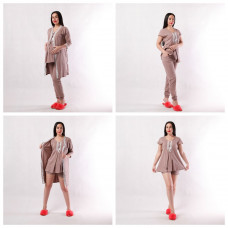 Жіночий комплект для сну 4ка підходить для вагітних та годуючих мам " Мереживо-Метелик темно-коричневий" 42-54р.