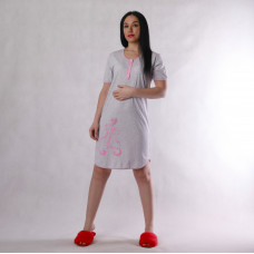 Женская трикотажная ночная рубашкас коротким рукавом кулир  "Кошка" р.44-56