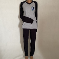 Чоловіча трикотажна піжама кофта зі штанами "Форд однотон блек " р.48-60