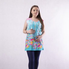 Туника женская "Валя безрукавка голубая" р.48