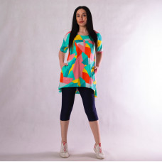 Женская летняя туника "Асимметрия- зеленый" 48-60р.