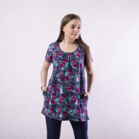 Туніка жіноча "Валя джинс фіолетові квіти" р.48-60