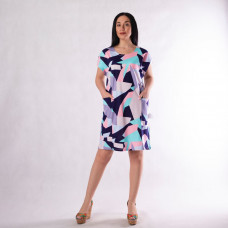 Женское летнее платье "Карман абстракция фиолет" 46-50р.