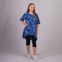 Жіноча літня туніка "Асиметрія-джинс пелюстки" 48-60р.