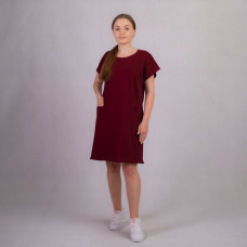 Женское летнее платье фуликра "Карман однотон  цвет-бордо "46-50р.