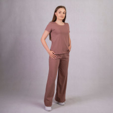 Комплект футболка+ штаны фуликра "Клеш цвет темный шоколад" 42-54р.