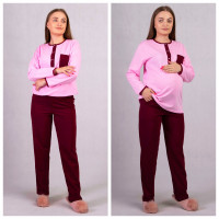 Тепла підліткова піжама начіс "Кишеня-рожевий бордо" 40р.
