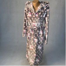 Женский длинный махровый халат "Серые котики" р.42-54
