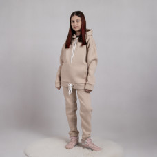 Теплый подростковый спортивный костюм 3х-нитка (начес) "Худи-светло-бежевый цвет" 38-44р.