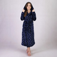 Женский длинный махровый халат "Серце-Синий" р.42-54