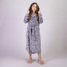 Женский длинный махровый халат "Серый горох" р.42-54