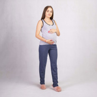 Теплая двойка майка со штанами начес "Цвет Серый с синим в горошек" 42-54р.