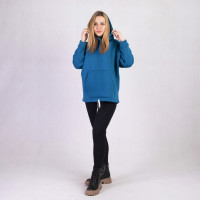 Женская теплая кофта-балахон с капюшоном "Оверсайз морская волна" трех-нить 42-54 р.