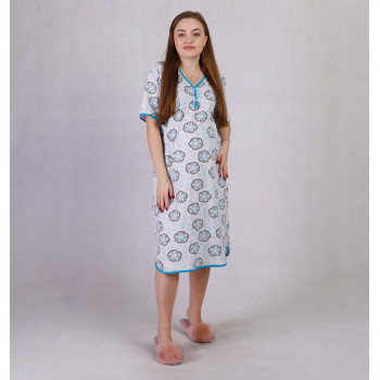 Женская трикотажная ночная батал "Василина-цветок ментол" р.52-64 Женская трикотажная ночная батал "Василина-цветок ментол" р.52-64