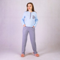 Женская пижама рибана "Карман-голубая с серым" 44-56р.