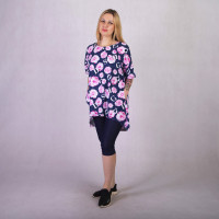 Женская летняя туника "Асимметрия-розы" 52-60р.