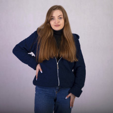 Женская кофта-куртка на молнии "Барашек-синяя" 44-52р.