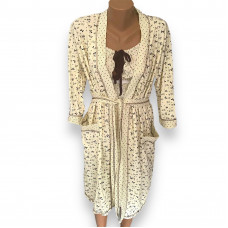 Жіночий комплект кулір халат з нічною "Молочний кольор" 54 р.