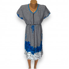 Жіночий літній халат "Любава-Сині у смужку троянда" р.46