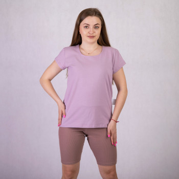 Женская базовая летняя футболка "Цвет пыльная роза" р.48-56 Женская базовая летняя футболка "Цвет пыльная роза" р.48-56