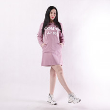 Женское спортивное платье из двунитки "Худи-темно-розовый" 42-50р.