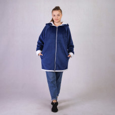 Женская куртка велюр на молнии "Синяя" р. 46-54