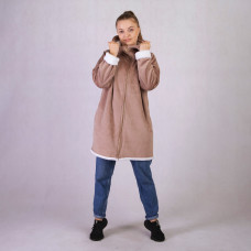 Женская куртка велюр на молнии "Беж" р. 46-54