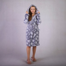 Женский махровый короткий халат "Снежинки-серый" р.42-54