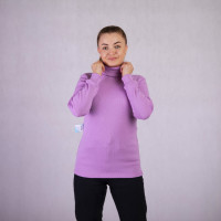 Женская теплая водолазка с начесом рубчик "Цвет лиловый" р. 44-56