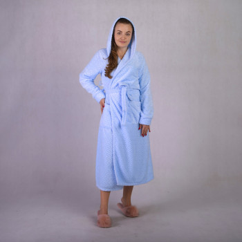 Женский длинный махровый халат "Косичка-голубой" р.42-54