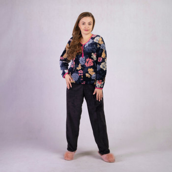 Женская махровая пижама "Цветы-кнопка" р.44-64