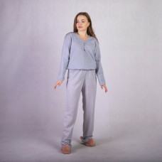 Женская теплая пижама байка кнопка "Серые звездочки" р. 48-64