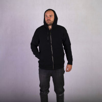 Мужская теплая кофта на молнии с капюшоном "Черный цвет" р. 44-56