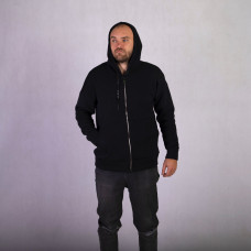 Мужская теплая кофта на молнии с капюшоном "Черный цвет" р. 44-56