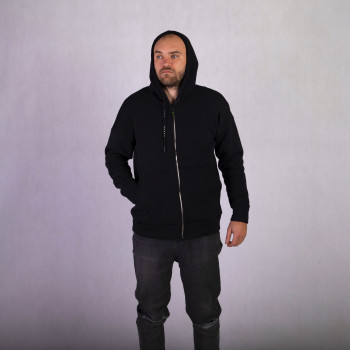 Мужская теплая кофта на молнии с капюшоном "Черный цвет" р. 44-56 Мужская теплая кофта на молнии с капюшоном "Черный цвет" р. 44-56