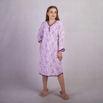 Жіноча тепла нічна сорочка батал "Квіти рожевий колір" р.52-64 Жіноча тепла нічна сорочка батал "Квіти рожевий колір" р.52-64