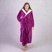 Женский длинный махровый халат с двойным капюшоном "Коса Фуксия" р.42-54