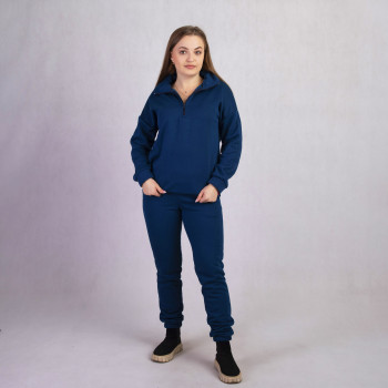 Женский теплый  спортивный костюм еко мех "Молния -темно синий" р. 42-54